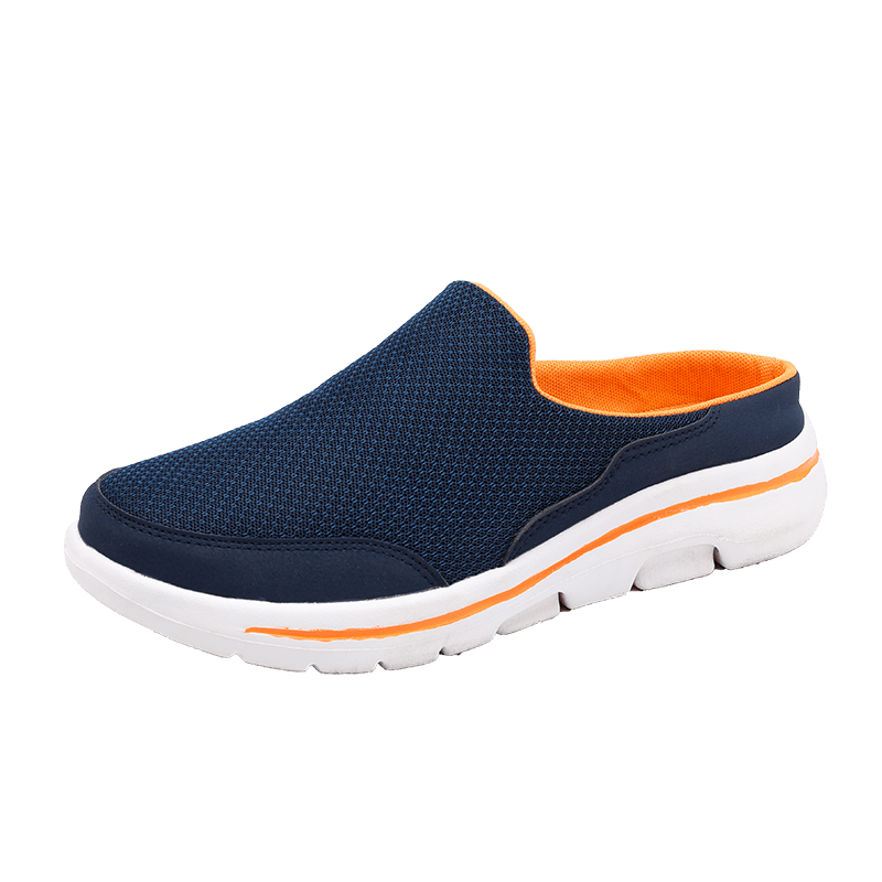 Herren-Einstiegs-Sneaker | Leichtes & atmungsaktives Mesh | MD-Sohle | Marineblau mit orangen Akzenten