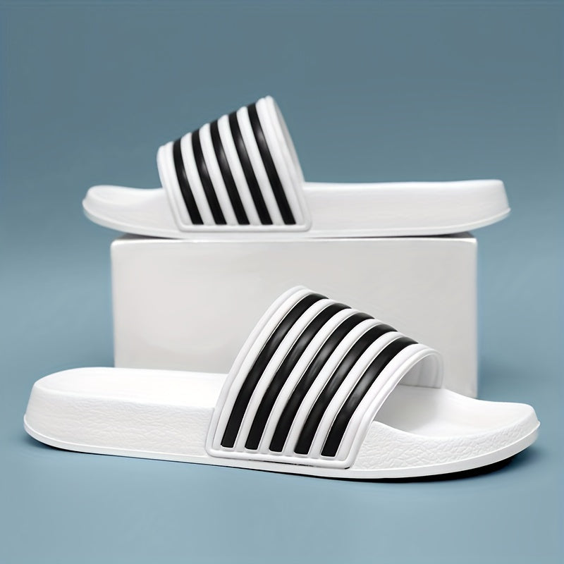 Herren Hausschuhe | Gestreiftes Design | Weiche EVA-Sohle | Für Strand, Dusche & Sommer