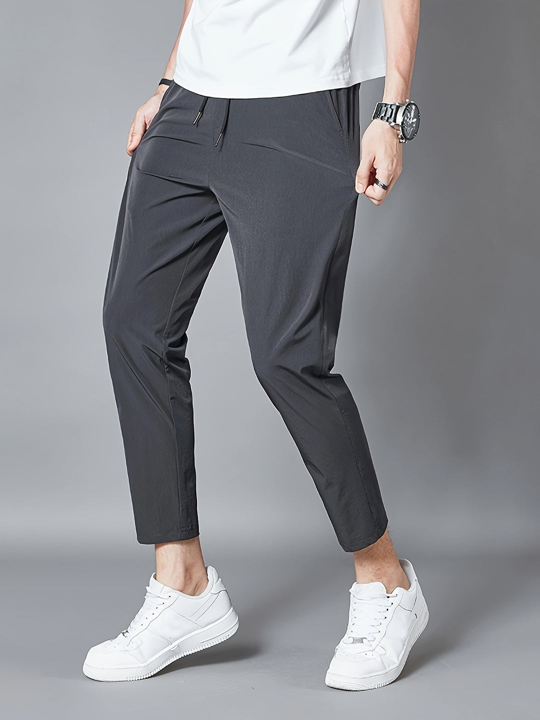Herrenhosen | Leichtes Polyester | Atmungsaktiv & Stretch | Kordelzug am Bund