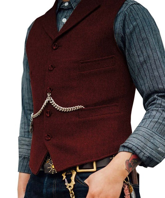 Elegante und stilvolle Herren Strickjacke mit V-Ausschnitt und Fischgrätenmuster | Fabian