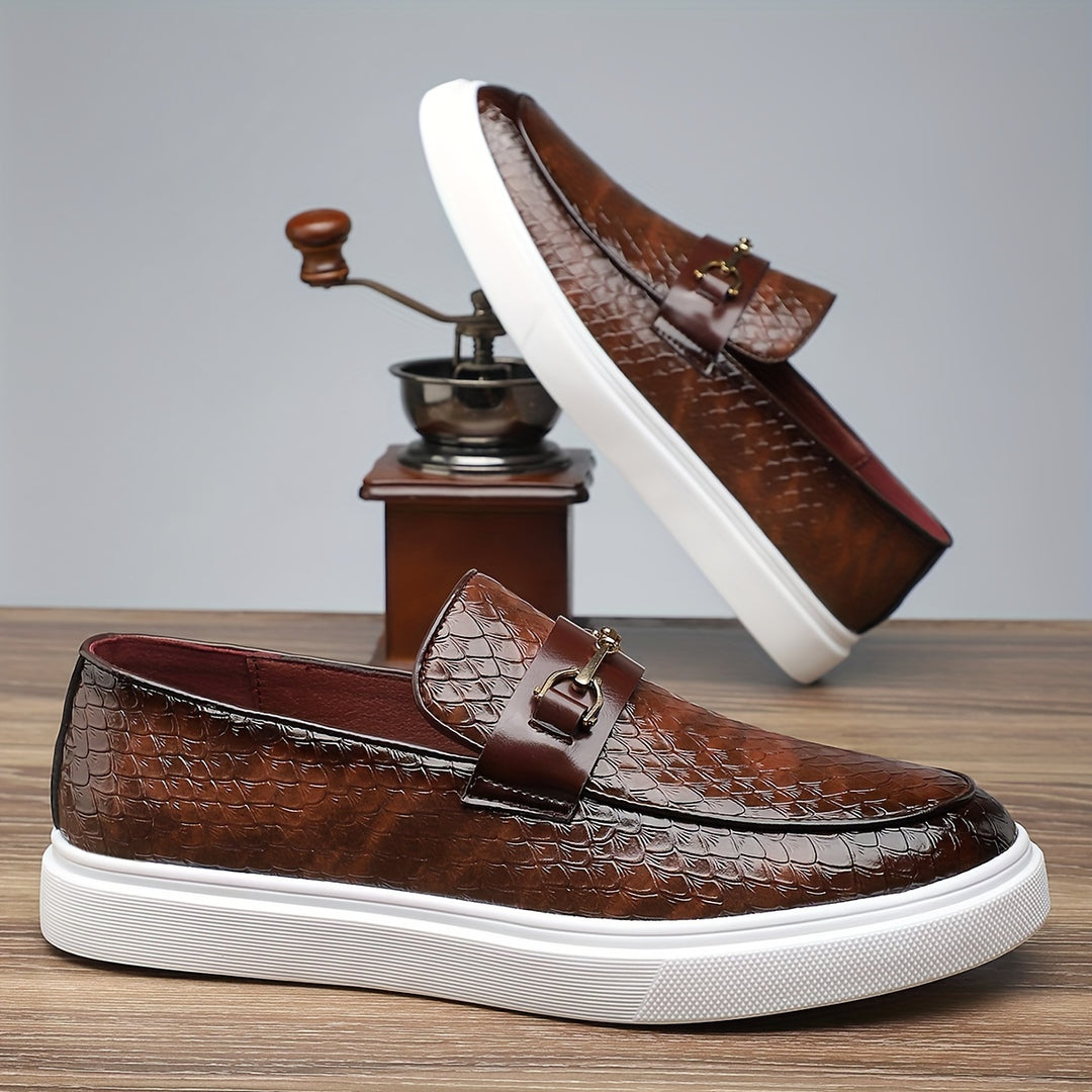Herren Loafers | Geprägtes Leder | Slip-On mit Schnalle | Casual & Outdoor