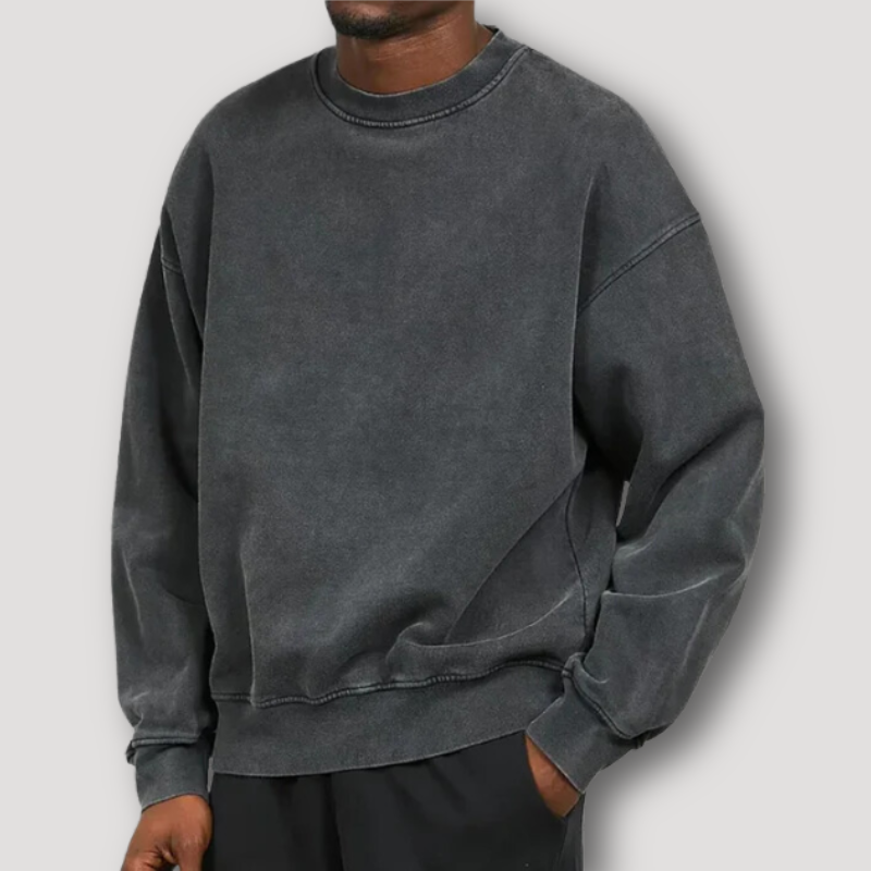 Vintage-inspirierter Relaxed Fit Pullover mit Rundhalsausschnitt und langen Ärmeln für Männer | Timo