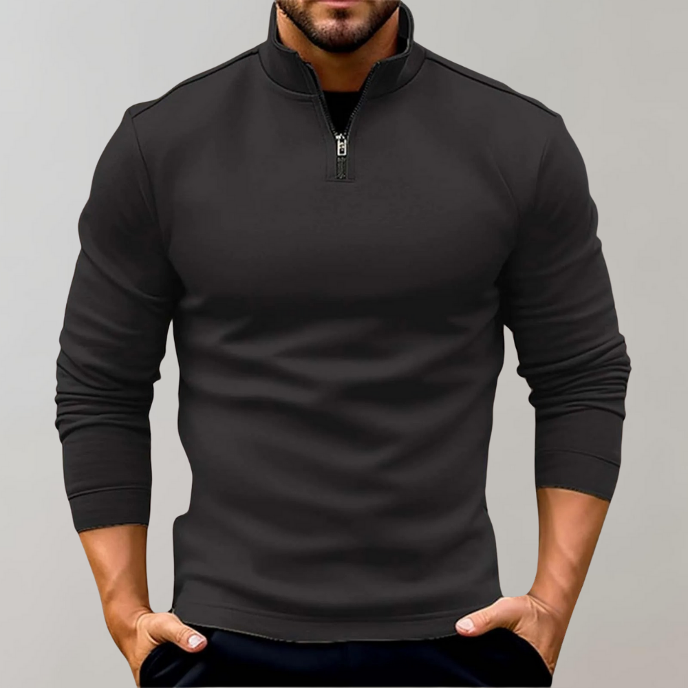 Schicker High-Collar-Pullover mit halbem Reißverschluss für Männer mit gemütlichem Komfort und modernem Stil | Jonathan