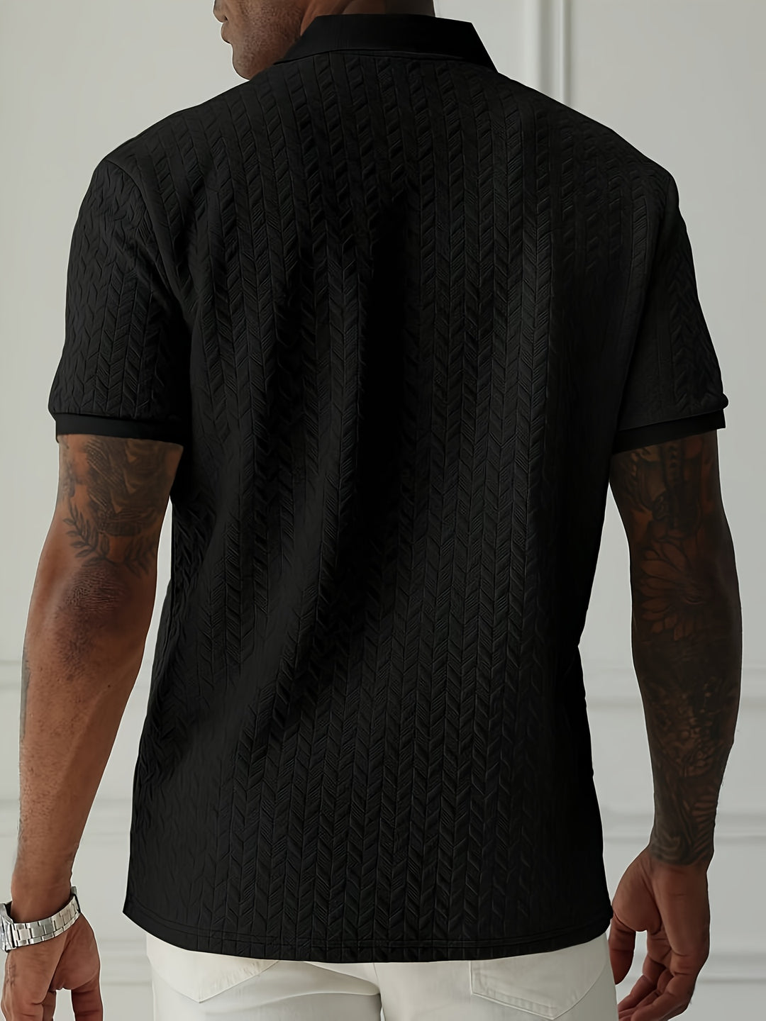 Stylisches Herren-Kurzarm-Henley-Shirt mit Knopfleiste und einzigartiger Textur | Niels
