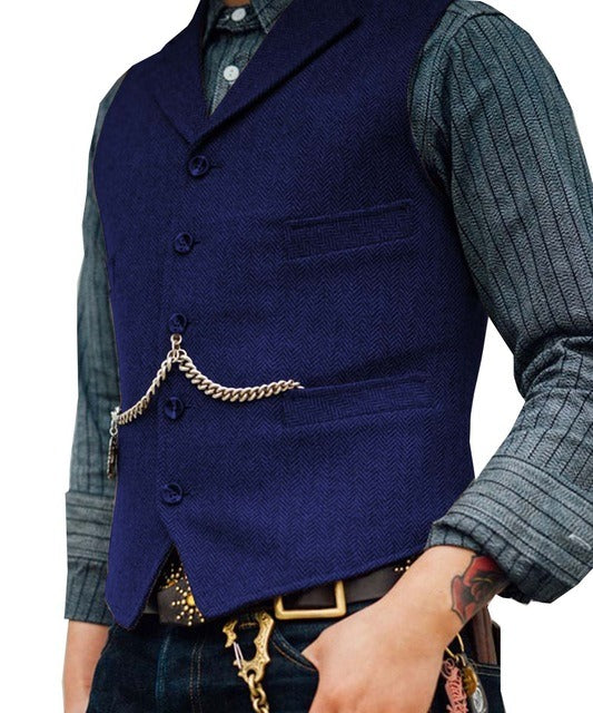 Elegante und stilvolle Herren Strickjacke mit V-Ausschnitt und Fischgrätenmuster | Fabian
