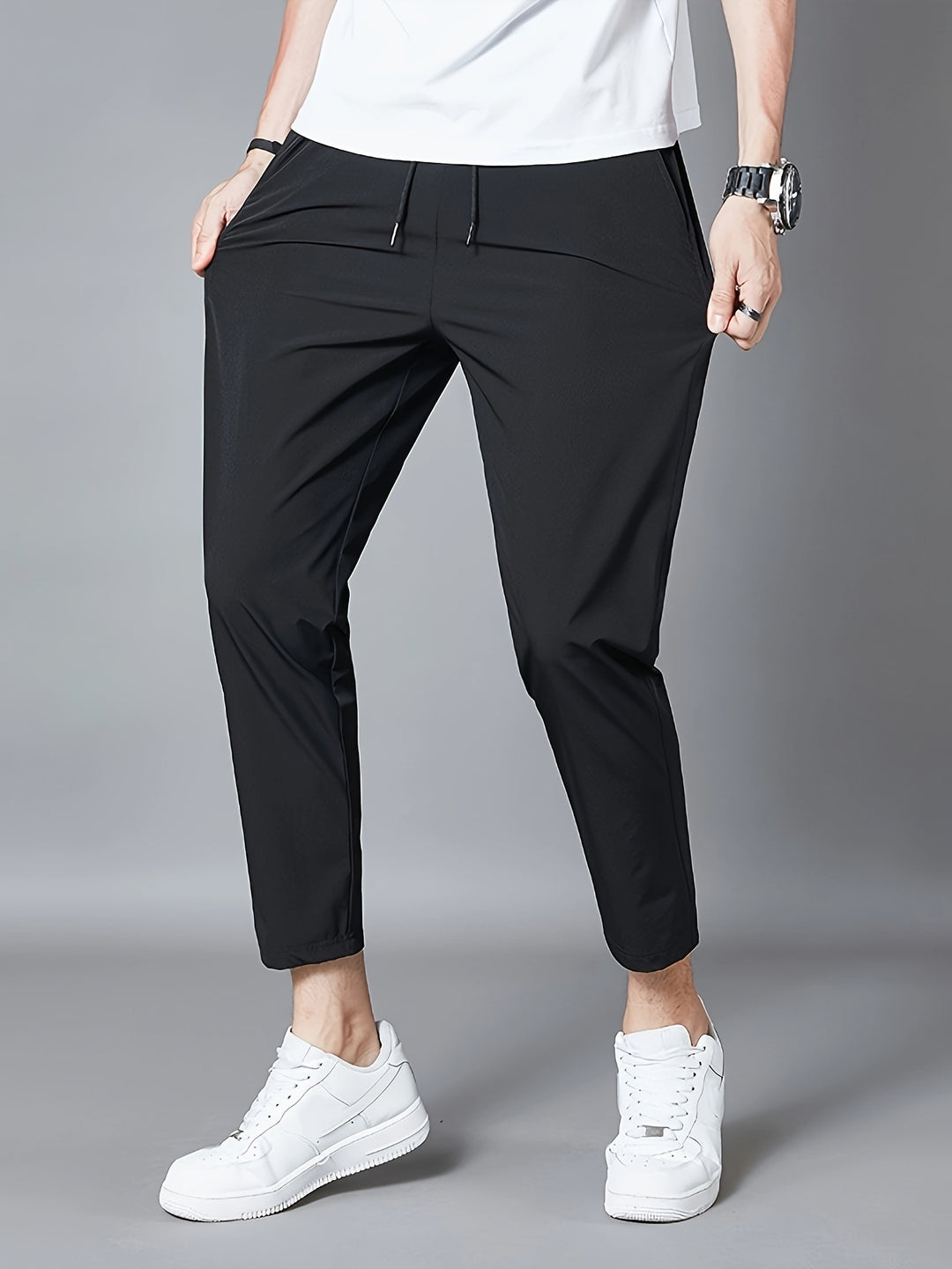 Herrenhosen | Leichtes Polyester | Atmungsaktiv & Stretch | Kordelzug am Bund