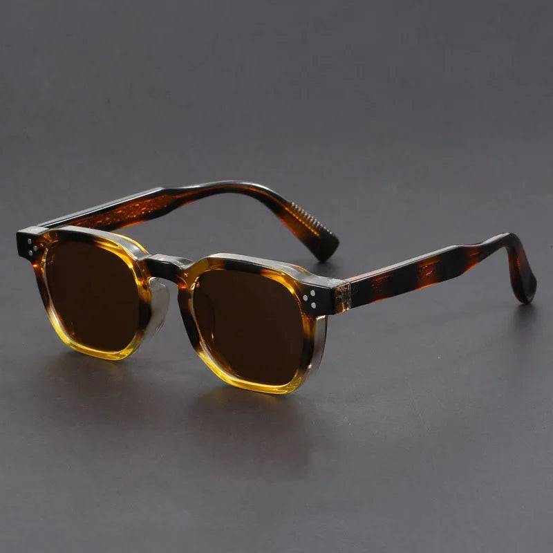 Herren-Sonnenbrille | Dicke rechteckige Form | Handgefertigtes Acetat | UV400 & verstärkte Scharniere