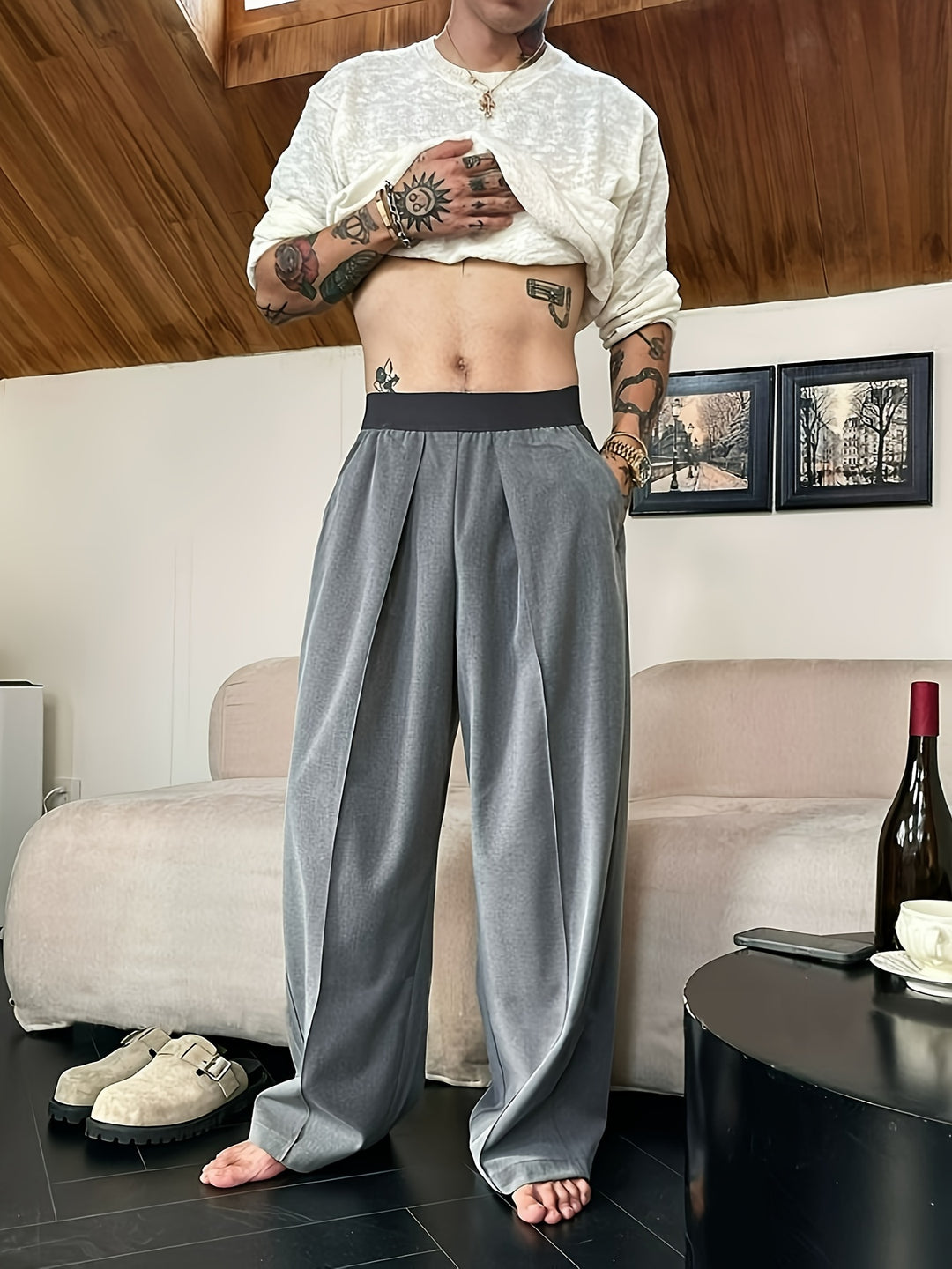 Trendige und bequeme weite Hose für Herren mit lässiger Passform und stylischem Look | Fedde