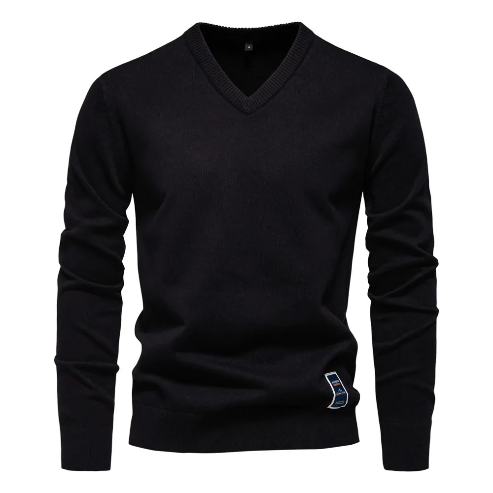 Herren - Klassischer V-Ausschnitt Pullover - Weiches Strickmaterial - Eleganten Tragekomfort