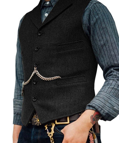 Elegante und stilvolle Herren Strickjacke mit V-Ausschnitt und Fischgrätenmuster | Fabian
