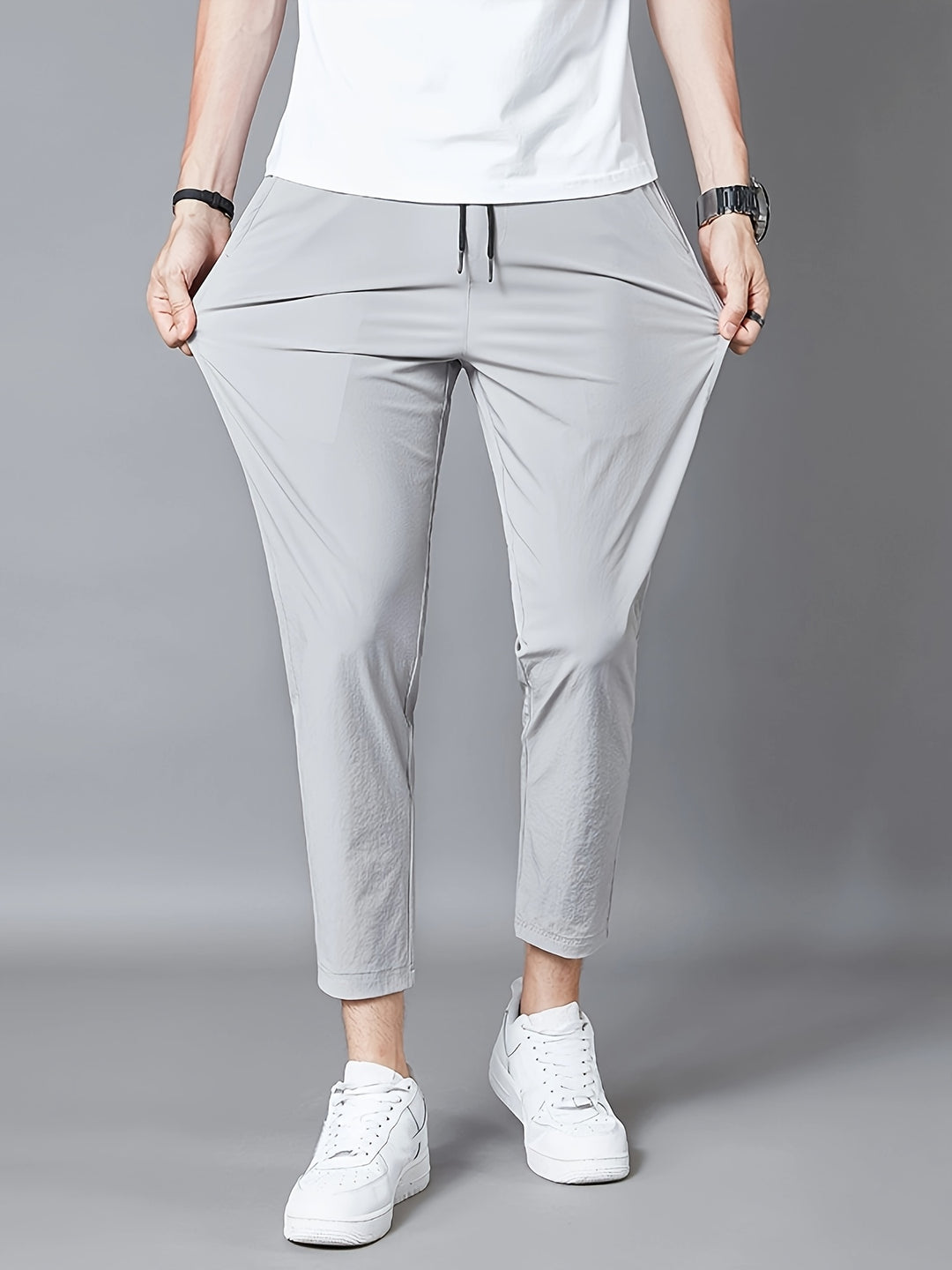 Herrenhosen | Leichtes Polyester | Atmungsaktiv & Stretch | Kordelzug am Bund