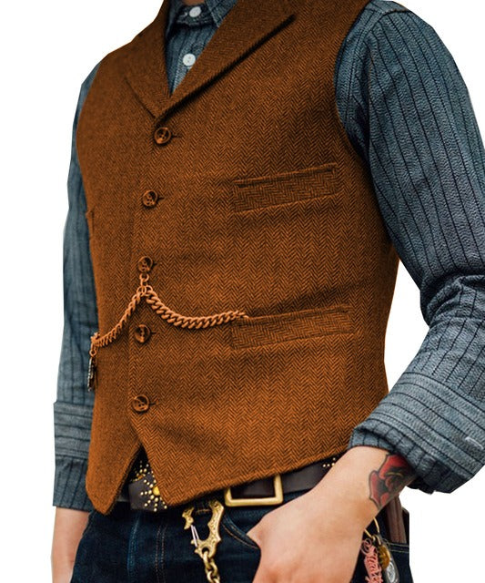 Elegante und stilvolle Herren Strickjacke mit V-Ausschnitt und Fischgrätenmuster | Fabian