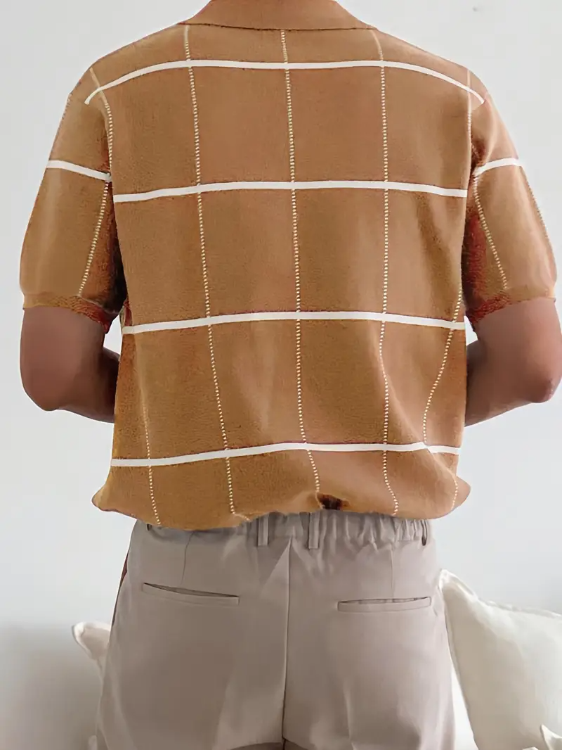 Stylisches und atmungsaktives Herren-Poloshirt mit kariertem Streifendruck und vielseitigem Look | Raf