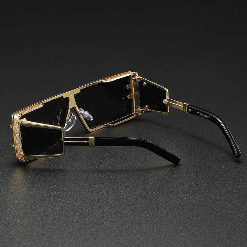 Herren-Sonnenbrille | Steampunk Square Design | Luxus Metall & UV Schutz | Vintage Style