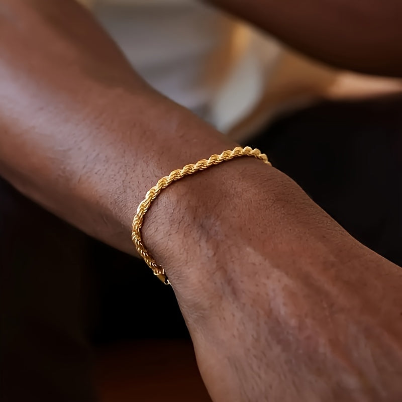 Herrenarmbänder Set | Luxuriöses Twist & Chain Design | Elegant & Hip-Hop | Bügeleisen - 2 Stück