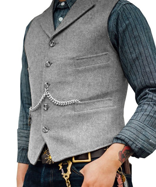 Elegante und stilvolle Herren Strickjacke mit V-Ausschnitt und Fischgrätenmuster | Fabian