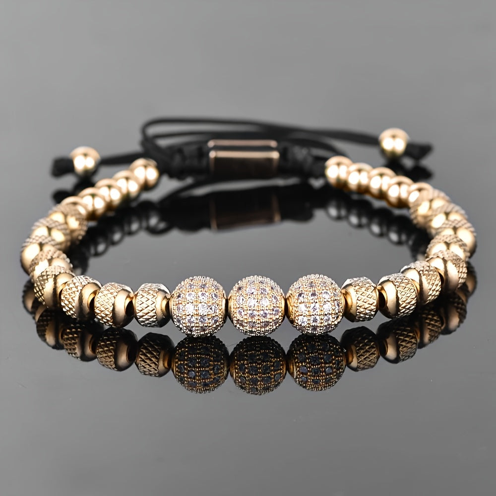 Herrenarmband | Luxus-Edelstahl | Blaue CZ-Perlen & Elegantes Design