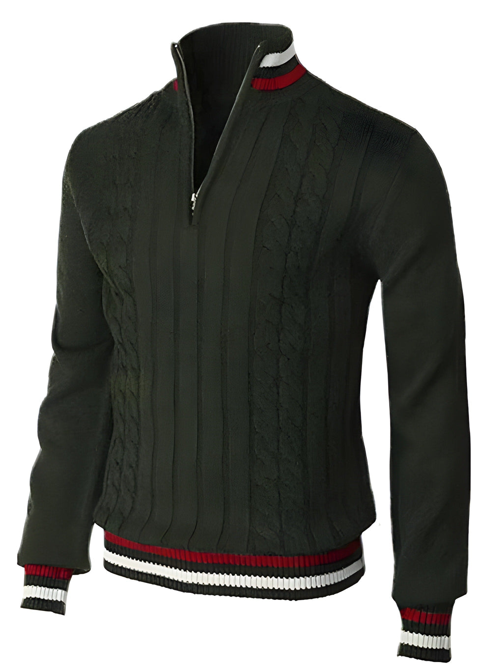 Herren - Pullover - Grob gestricktes - Polyester - Schmale Passform mit Reißverschlüssen für stilvolle Eleganz