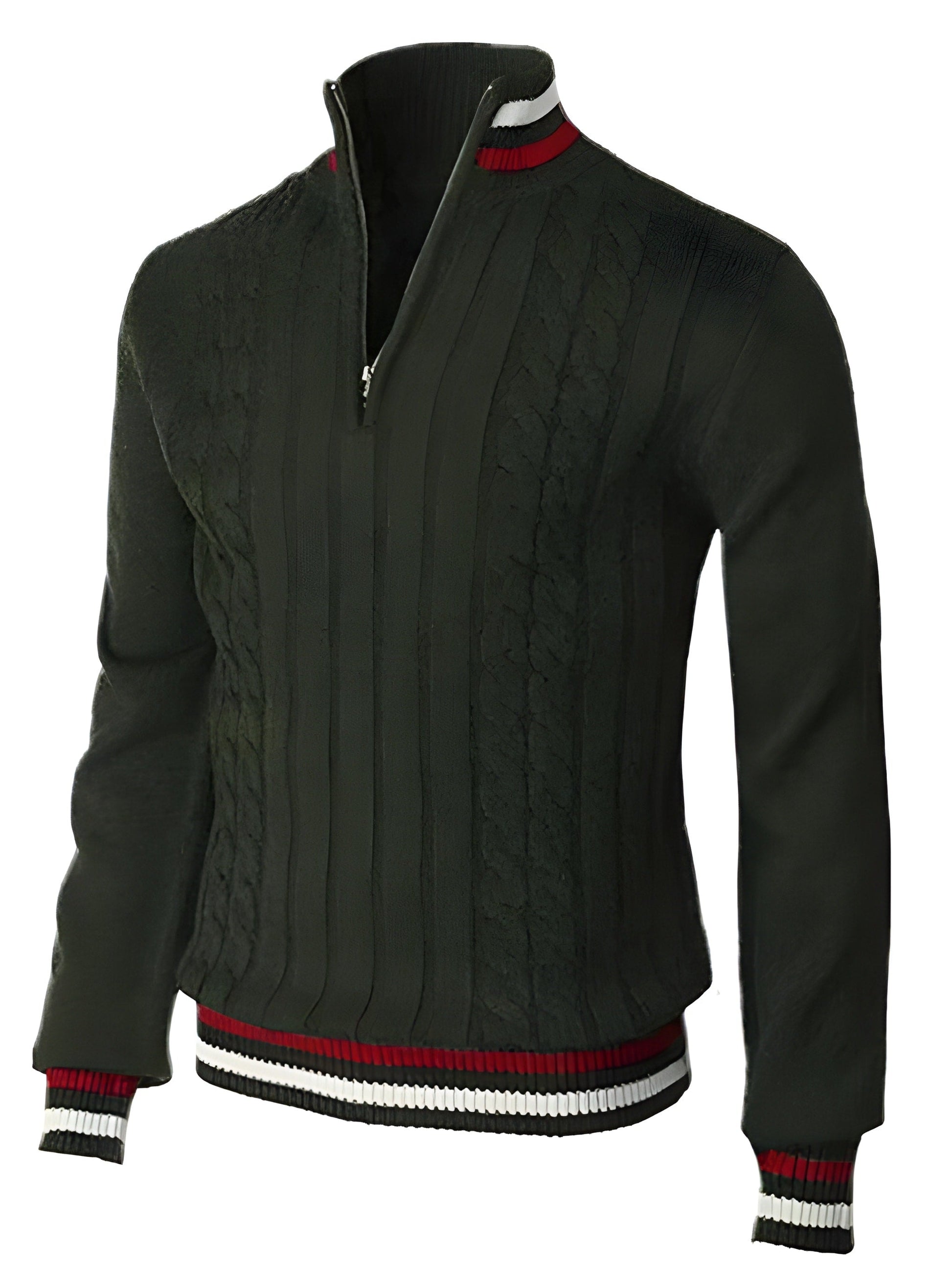 Herren - Pullover - Grob gestricktes - Polyester - Schmale Passform mit Reißverschlüssen für stilvolle Eleganz