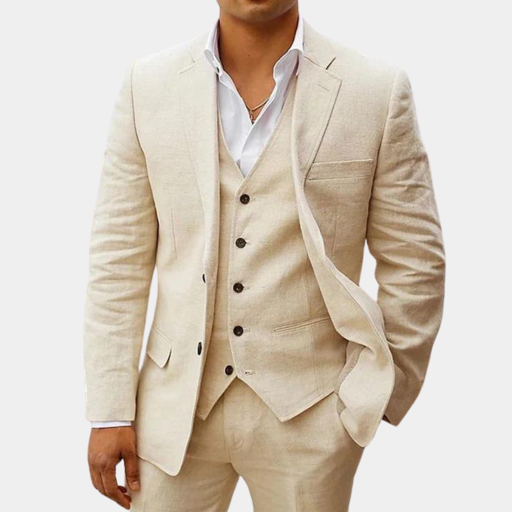Herren Leinenanzug | 3-teilig | Klassisch & Atmungsaktiv | Hochzeit & Sommerlook