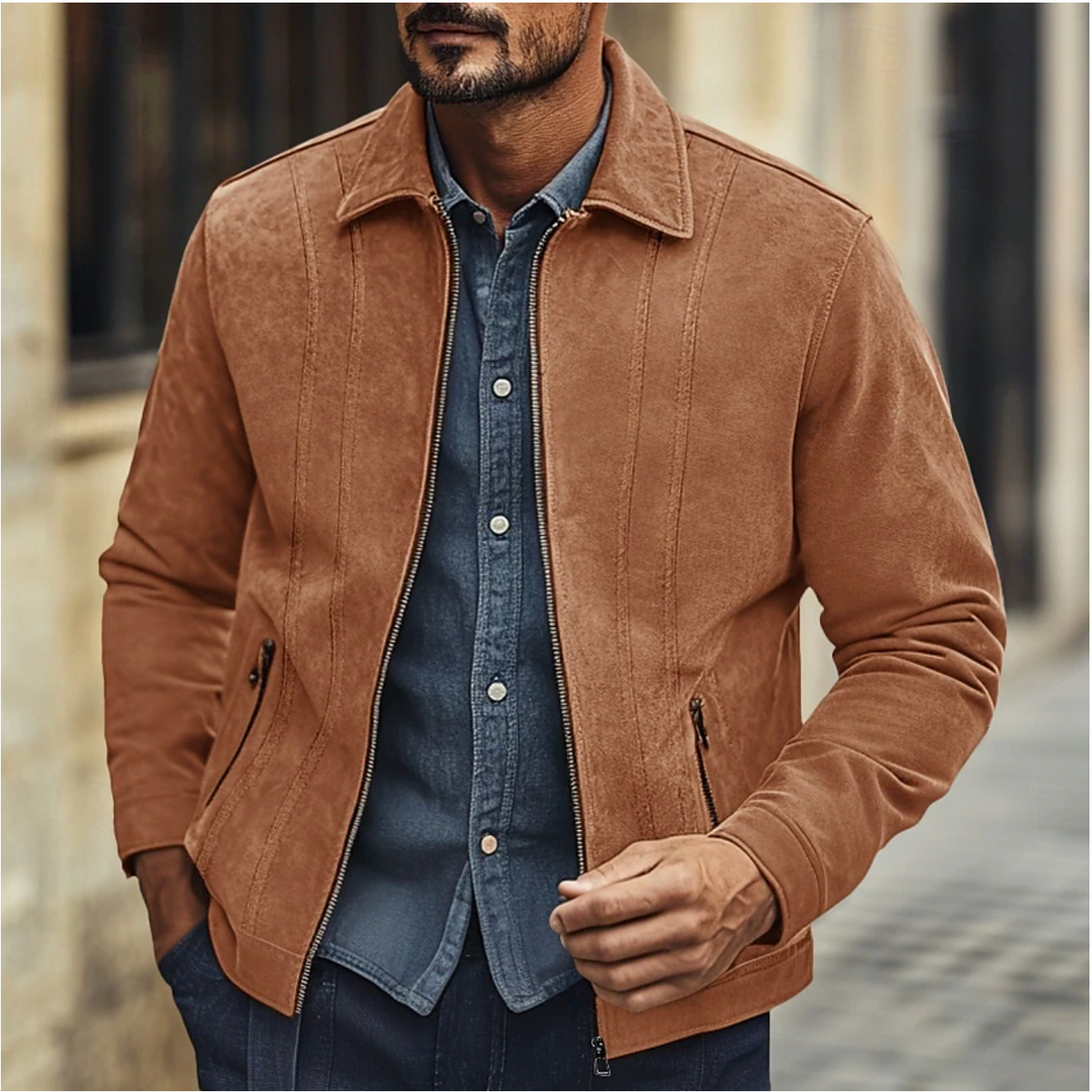 Schicke und bequeme Wildlederjacke für Männer mit lässigem Stil und einzigartigem Design | Olivier