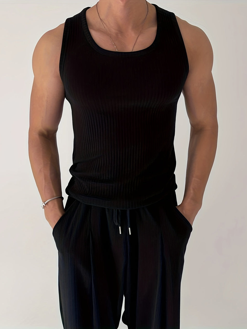 Herren Tanktop | Rippengewebe & ärmellos | Atmungsaktiv & Stretch | Für Fitness & Running Sommer
