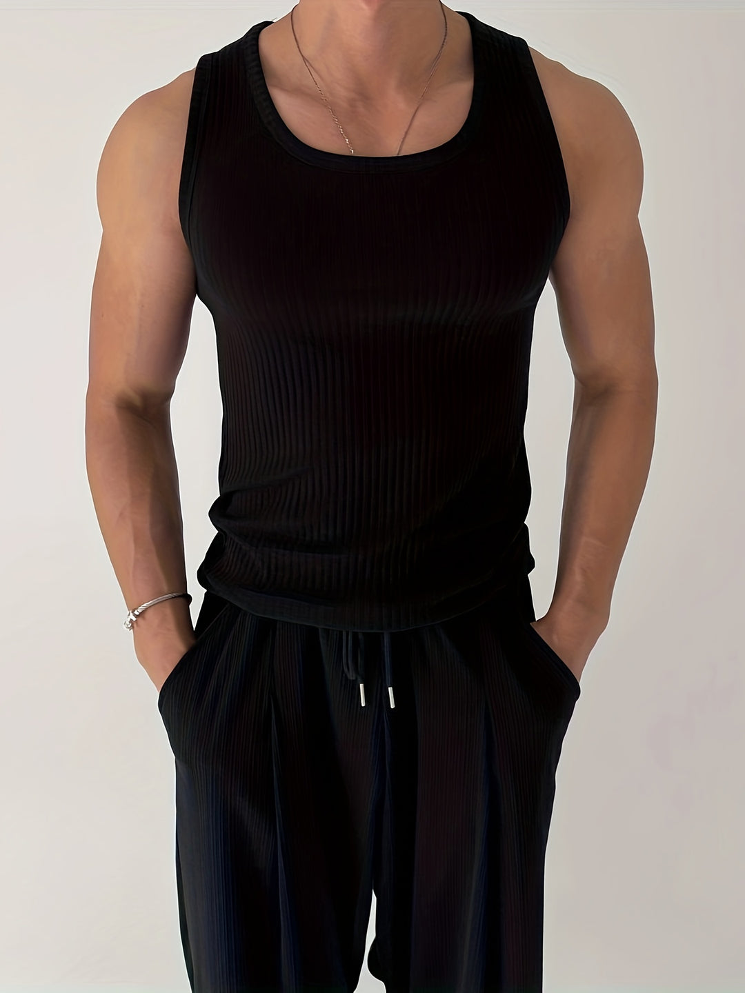 Herren Tanktop | Rippengewebe & ärmellos | Atmungsaktiv & Stretch | Für Fitness & Running Sommer