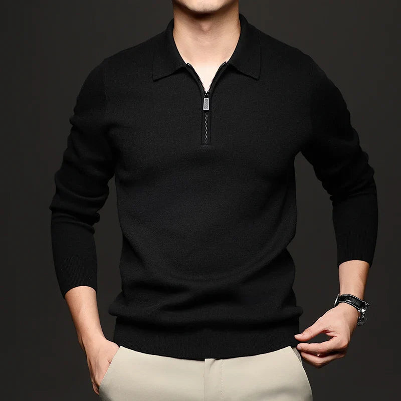 Warmer und kuscheliger Herren Pullover aus Wollmischung mit halbem Reißverschluss mit ultimativem Komfort und modernem Stil | Thijmen