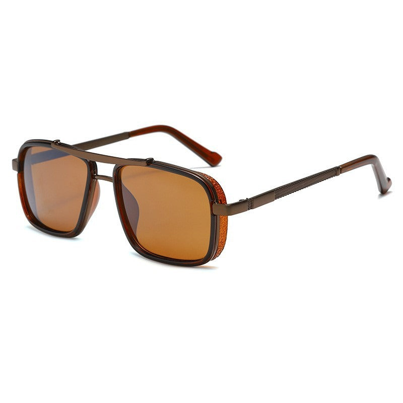 Polarisierte Herren-Sonnenbrille | Klassischer quadratischer Rahmen | Edelstahl & TAC-Gläser