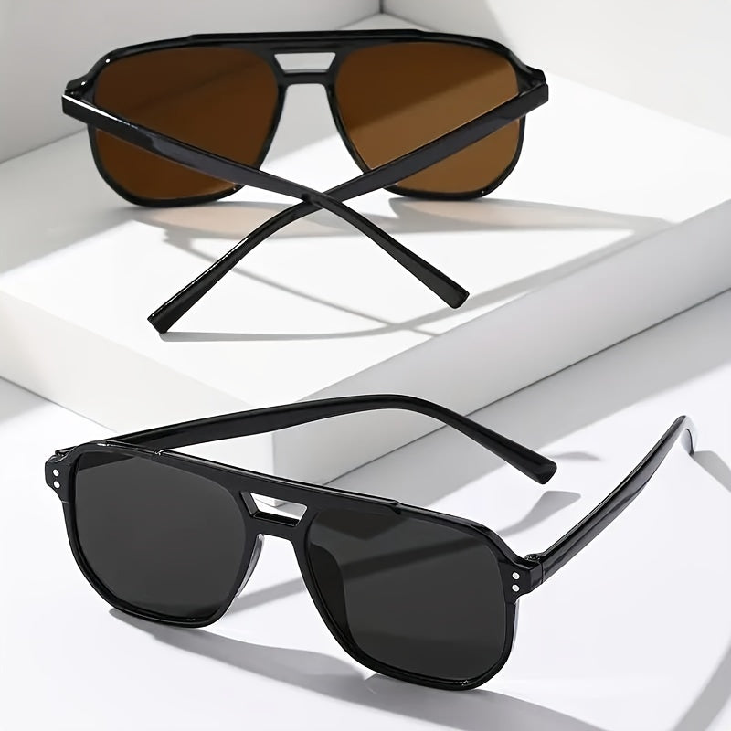 Herren-Sonnenbrille | Doppelter Steg & Sportliches Design | Entspiegelte Gläser | 2er-Set