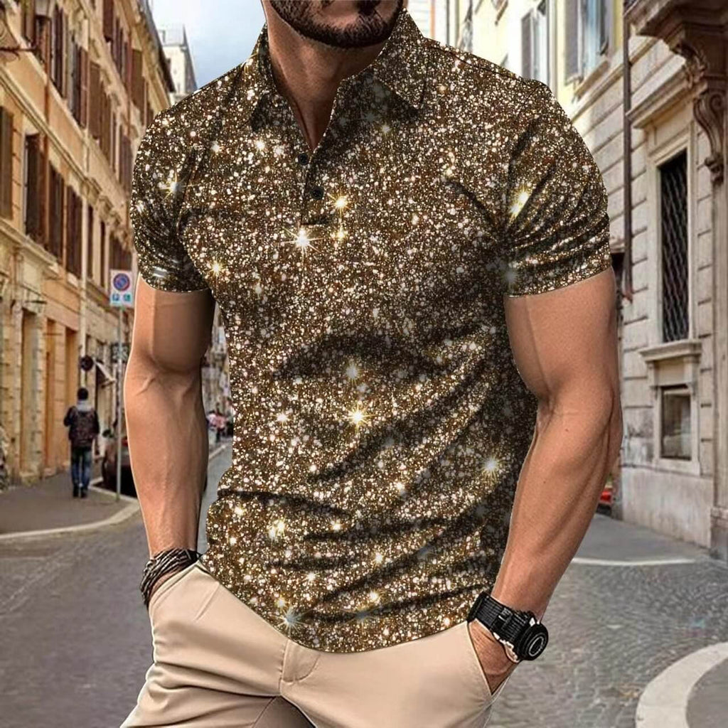 Herren-Poloshirt | Digitaler Sternendruck | Streetstyle & Sommerlook | Polyester