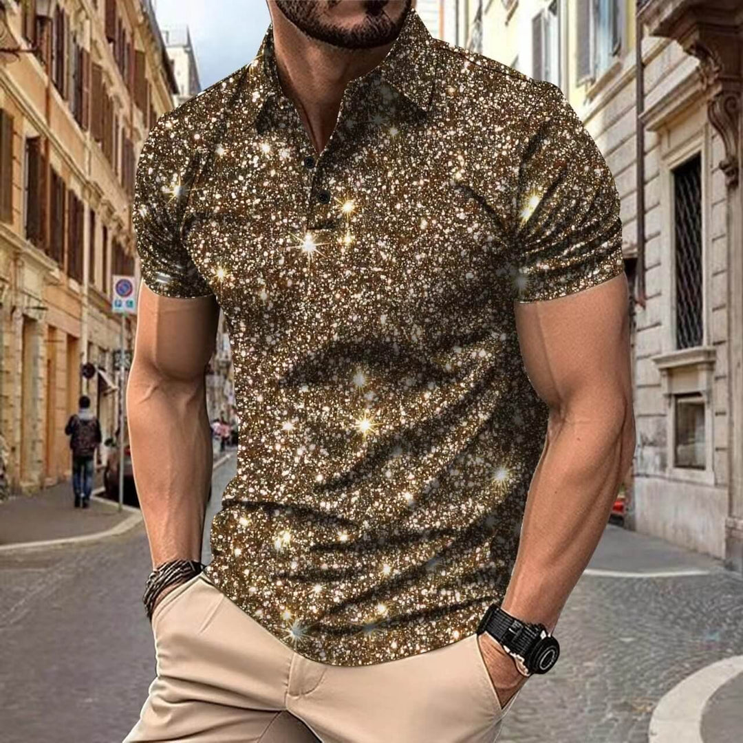 Herren-Poloshirt | Digitaler Sternendruck | Streetstyle & Sommerlook | Polyester