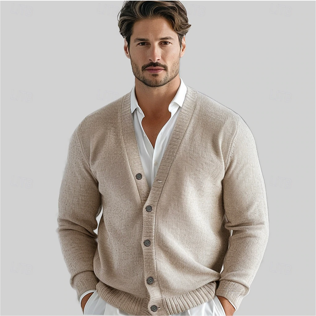 Elegante und klassische Herren-Wollstrickjacke mit Knopfverschluss und vielseitigem Komfort | Victor