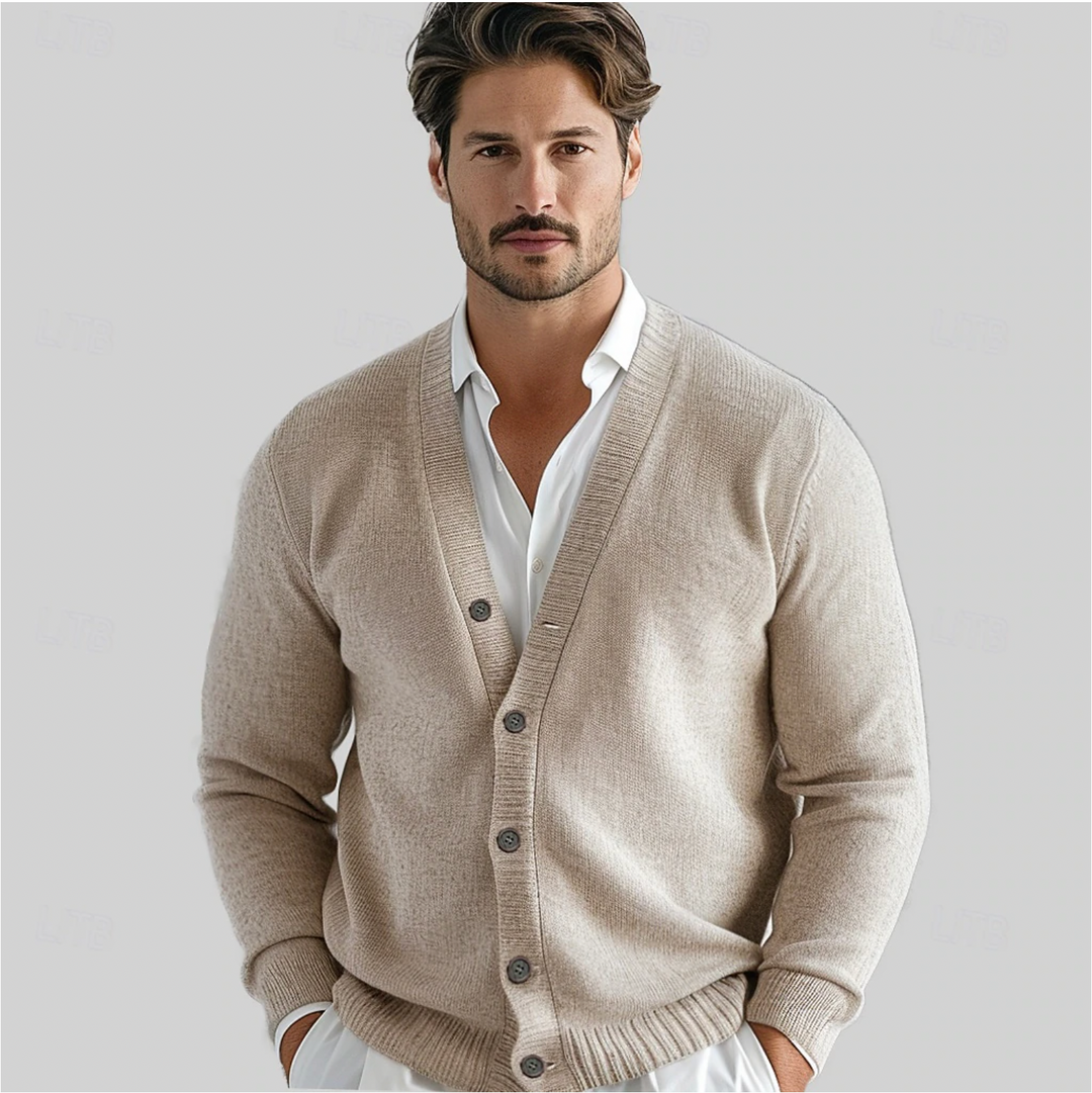 Elegante und klassische Herren-Wollstrickjacke mit Knopfverschluss und vielseitigem Komfort | Victor