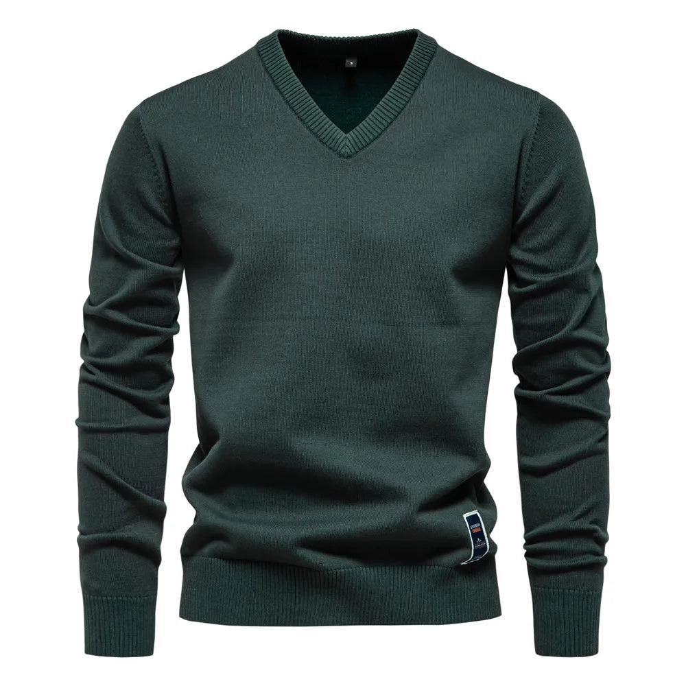 Herren - Klassischer V-Ausschnitt Pullover - Weiches Strickmaterial - Eleganten Tragekomfort