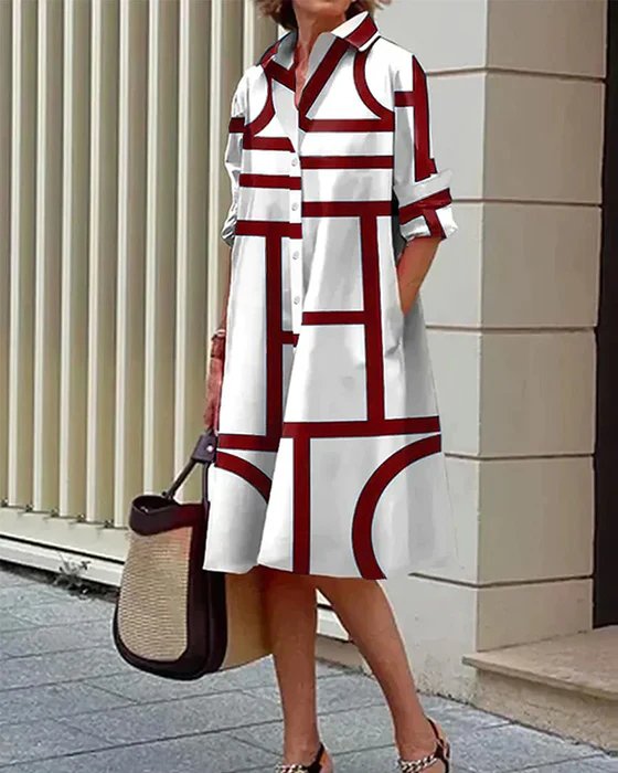 Damen - Kleid - Geometrischem Print - Bequem & Stylisch - Perfekt für jede Gelegenheit