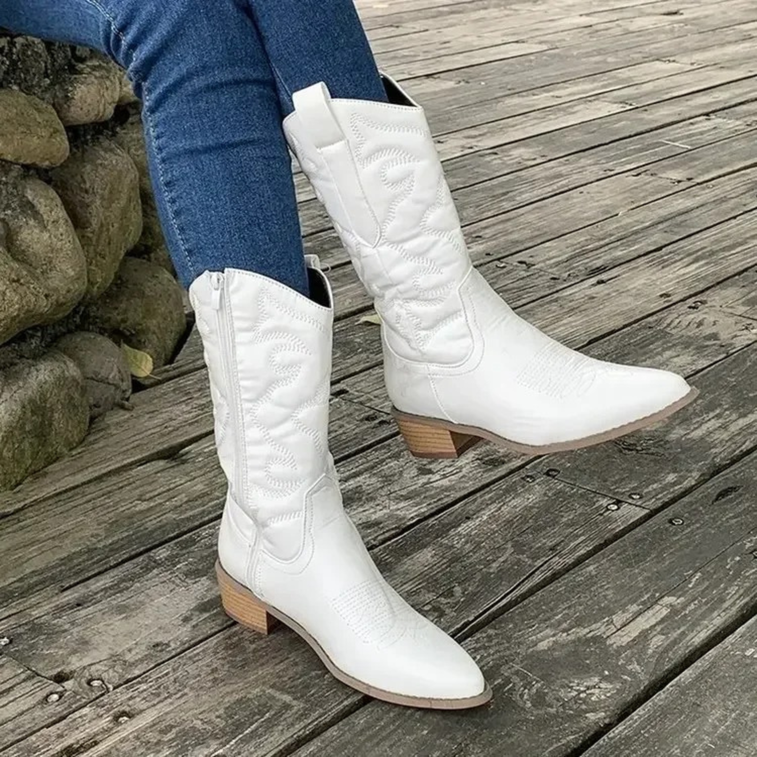 Genni | Leder spitze Damen Cowboystiefel