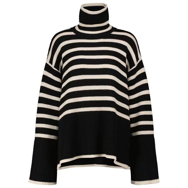 Gestreifter Rollkragenpullover