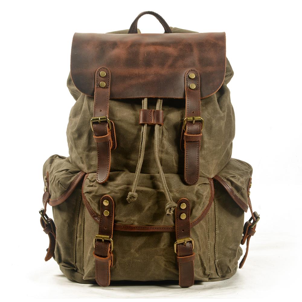 Unisex - 25L Segeltuch Rucksack - Leder - Stylischer & Langlebiger Begleiter für Alltag und Abenteuer