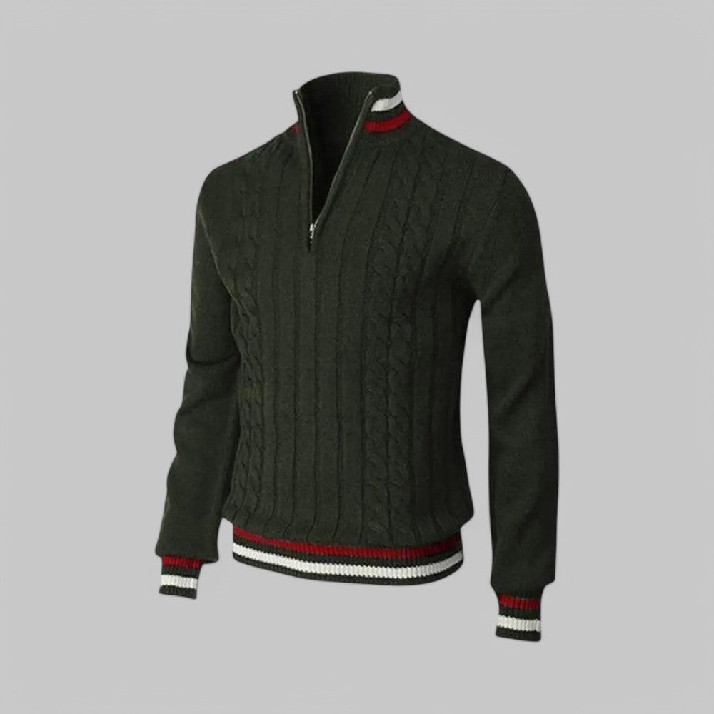 Herren - Twist-Strickpullover mit halbem Reißverschluss - Weicher Stoff - Gemütlicher Freizeitstil