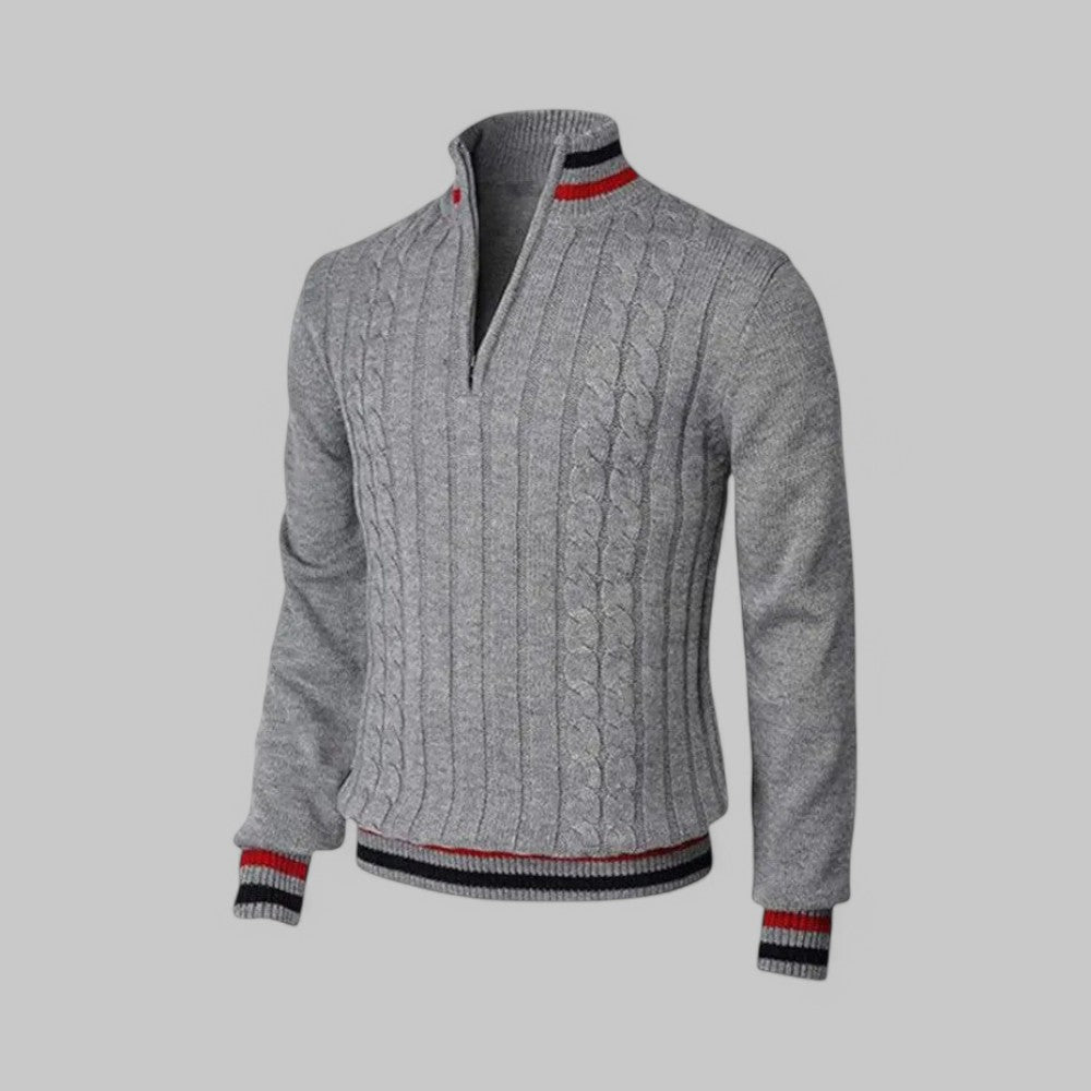 Herren - Twist-Strickpullover mit halbem Reißverschluss - Weicher Stoff - Gemütlicher Freizeitstil