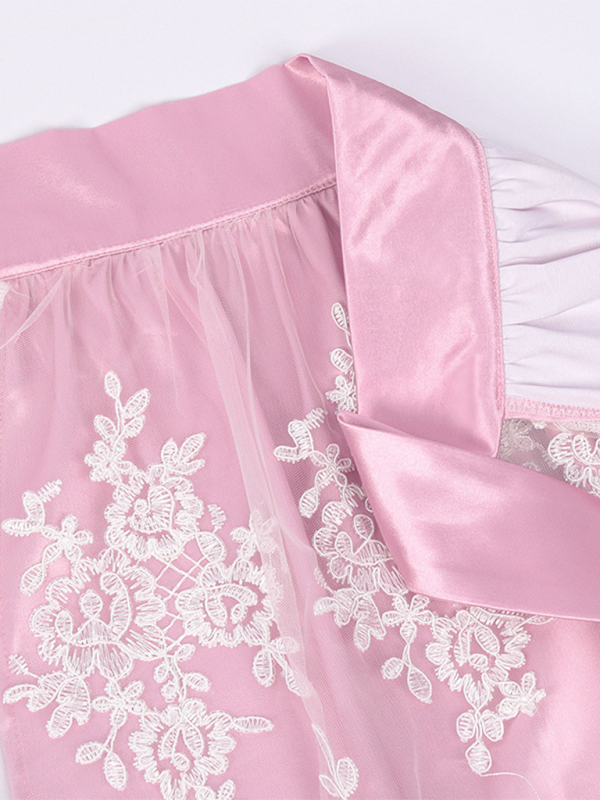 Damen Rosa mit Schleife Oktoberfest Dirndl Kleid