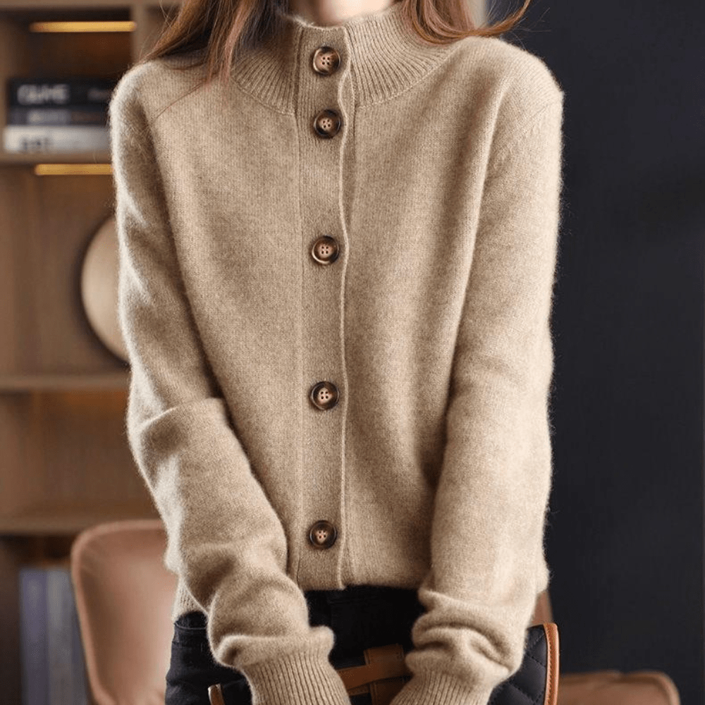 Damen - Luxuriöser Strick Cardigan - Kuscheliger Materialmix - Stilvolle Schichten