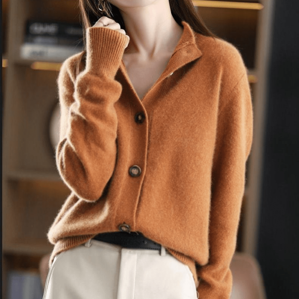 Damen - Luxuriöser Strick Cardigan - Kuscheliger Materialmix - Stilvolle Schichten
