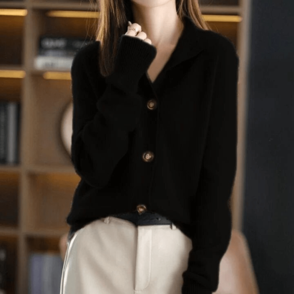 Damen - Luxuriöser Strick Cardigan - Kuscheliger Materialmix - Stilvolle Schichten