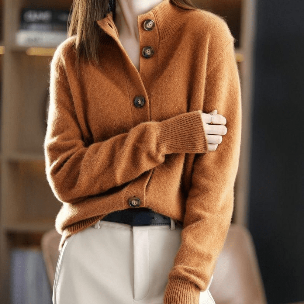 Damen - Luxuriöser Strick Cardigan - Kuscheliger Materialmix - Stilvolle Schichten