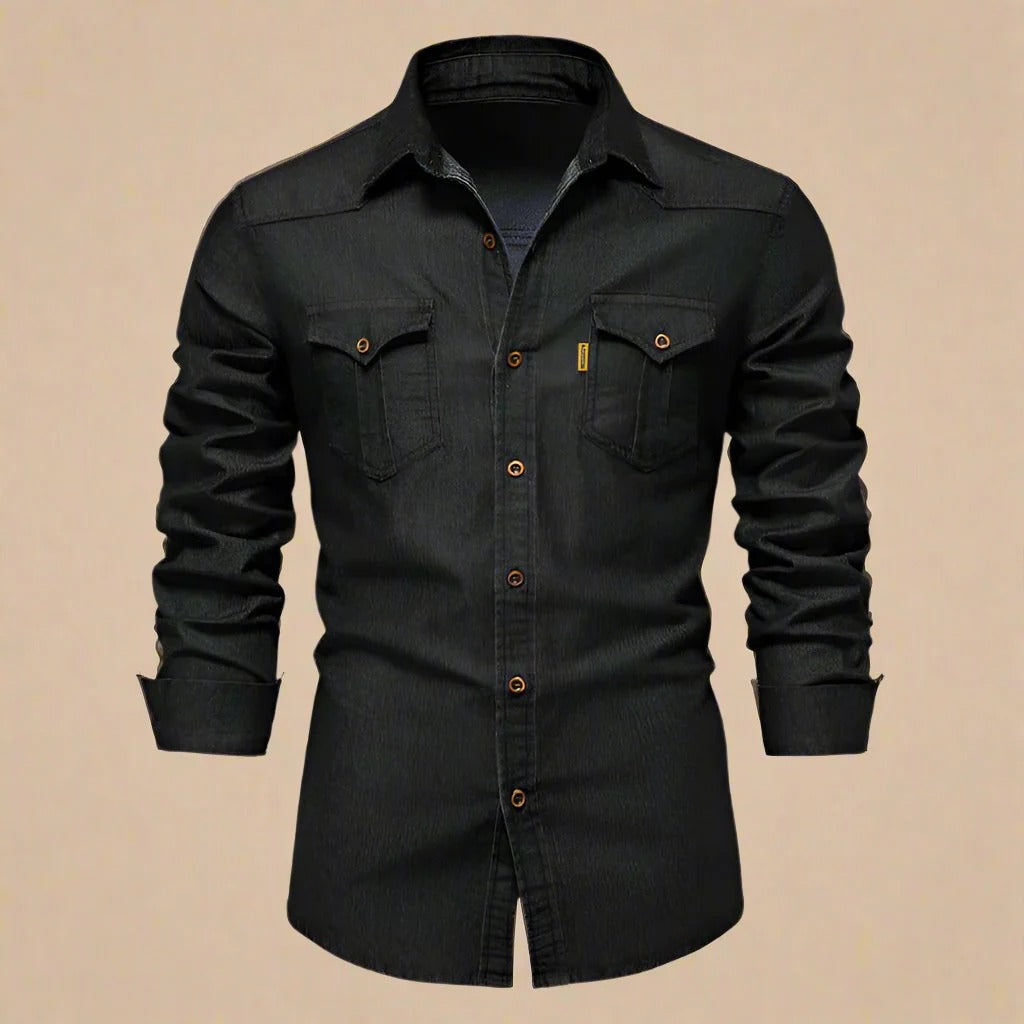 Herren - Denim-Hemd - Klassischer Stil - Strapazierfähiger Stoff - Freizeit Garderobe
