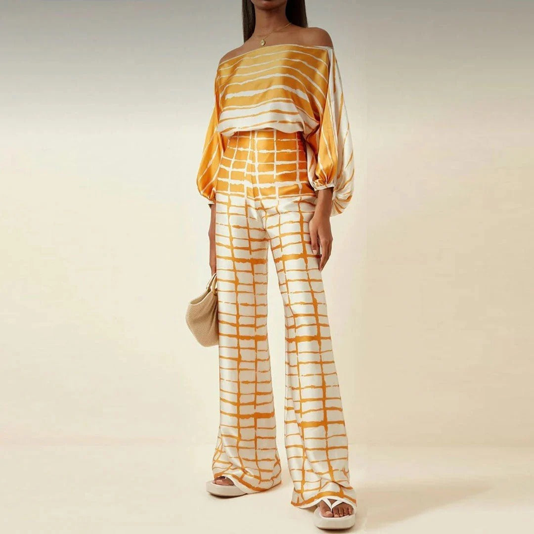 Damen - Zweiteiliges Vintage Set - Leichtes Material - Stilvolles Outfit für besondere Anlässe