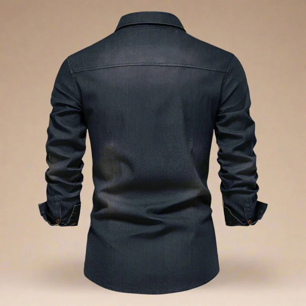 Herren - Denim-Hemd - Klassischer Stil - Strapazierfähiger Stoff - Freizeit Garderobe