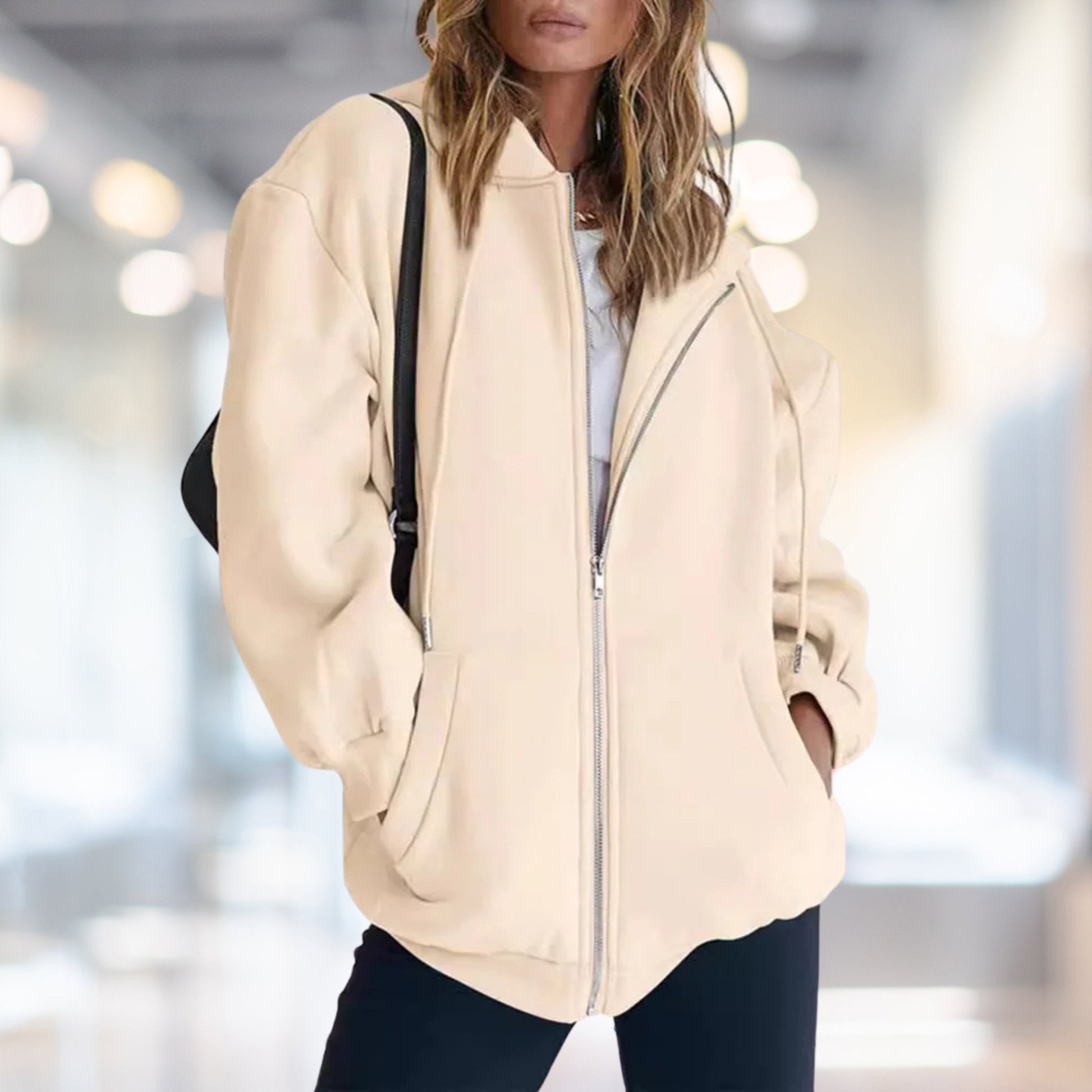 Damen - Kapuzenpullover mit Reißverschluss - Oversized Fit - Lässiger Streetwear Look für jeden Tag